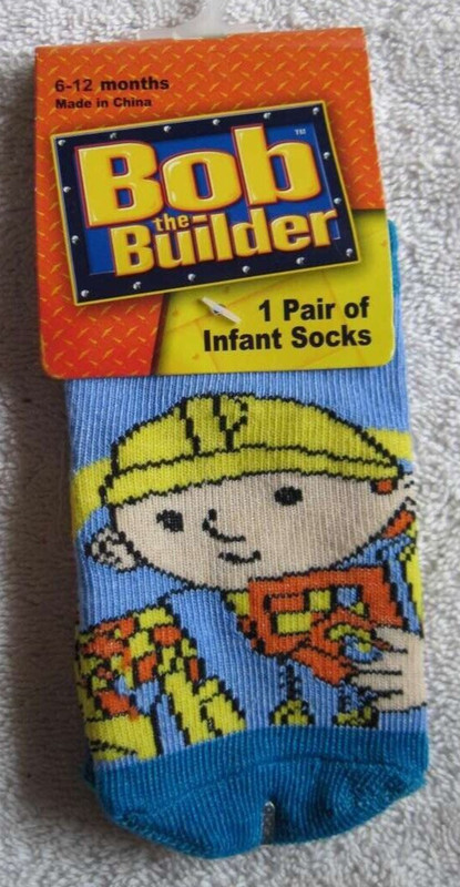 Bob The Builder 1 Pair Blue 6 - 12 Months Baby Infant Socks Tools Construction