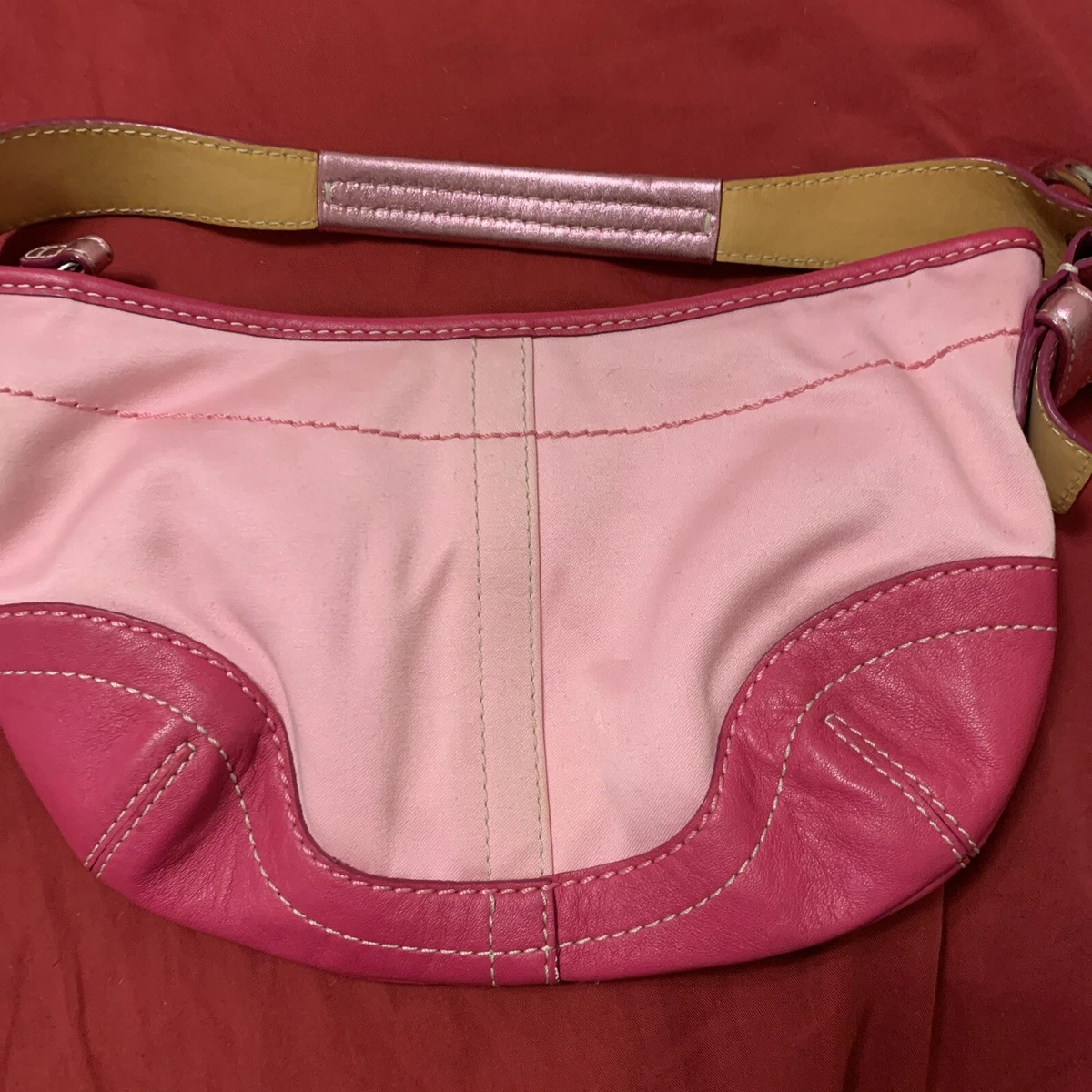 COACH HOBO LEATHER TRIM BAG HOT PINK LIGHT PINK NO LO 43 1877 SHOULDRR BAG PURSE