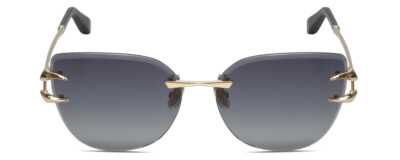 Roberto Cavalli SRC043-0300 Cateye Rimless Sunglasses in Gold/Grey