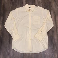 Men's Tommy Hilfiger 15-1/2 34/35 Button Shirt Yellow Long Sleeve Gingham Sz Med