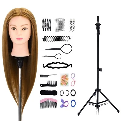 NEVERLAND BEAUTY & HEALTHY 24'' 50% Real Hair Training Head Practice Mannequin Doll Tripod Stand Styling