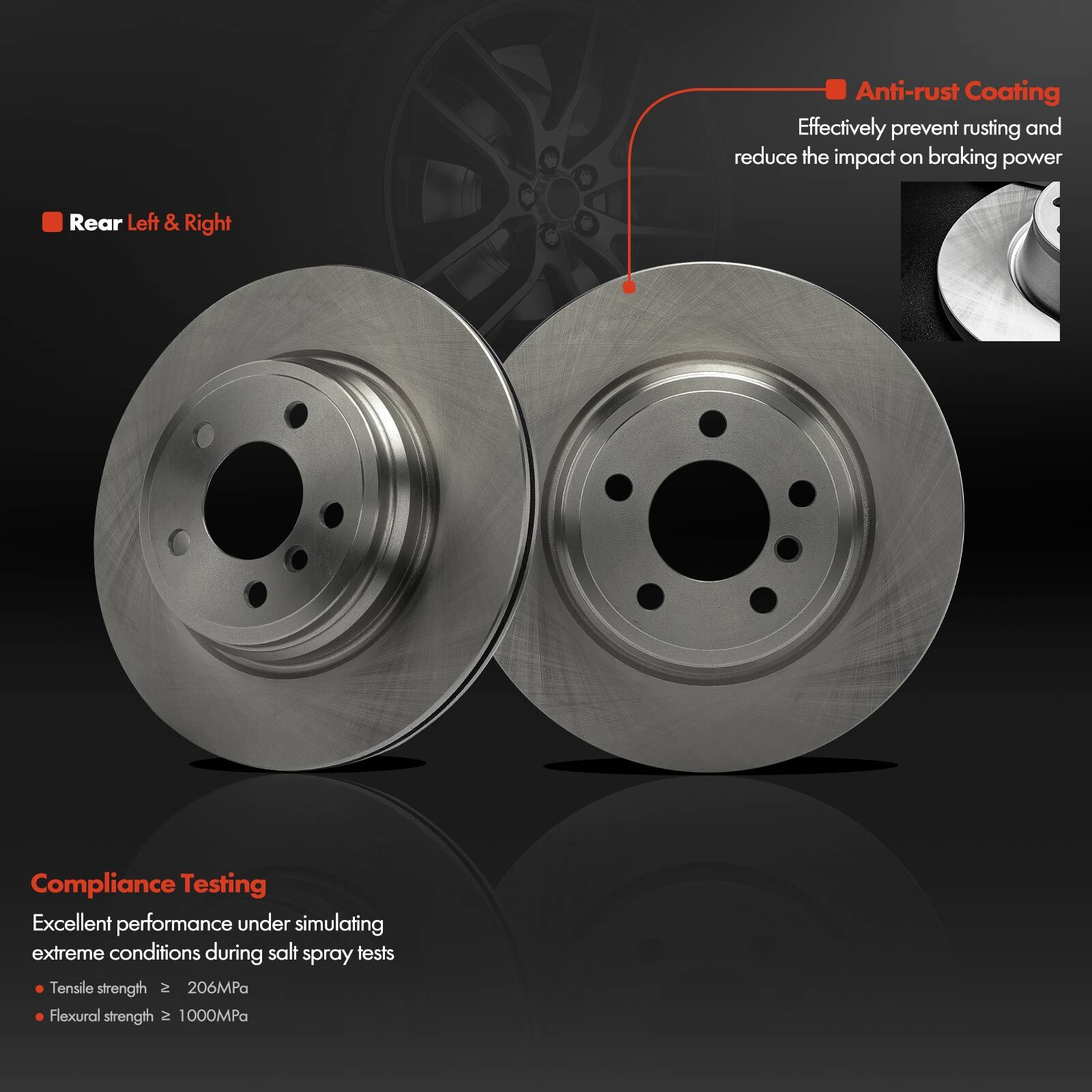 Rear Left & Right Disc Brake Rotors for BMW 330i 20172019 335i 435i