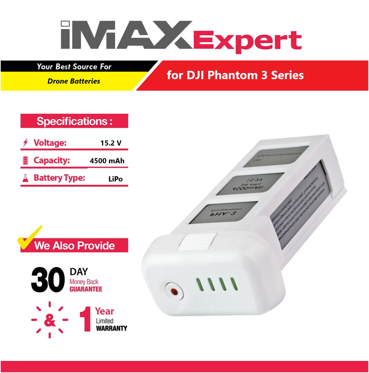 Batterie drone dji phantom 3 pas cher - 149 € - 4500 mAh