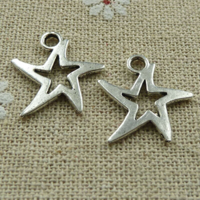 Free Ship 200 pcs tibetan silver star charms 19x18mm L-474
