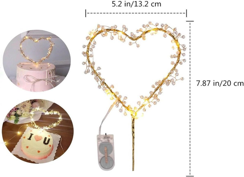 Valentine'S Day Tree Topper Love Heart Pearl Cake Toppers with LED Light for Val - Picture 7 of 12