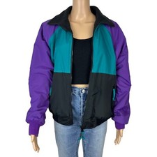 Vintage 80s 90s East West Colorblock Jacket Nylon Windbreaker Size Medium