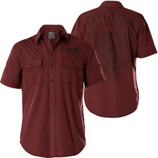 Affliction Men's Button Down Shirt Territorial Embroidered Biker