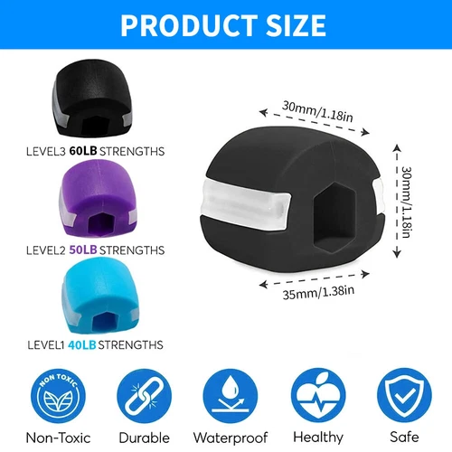 3 Pack Jawline Exerciser Jawlineme Exercise Fitness Ball Neck Face Jawzrsize Jaw - Picture 2 of 15