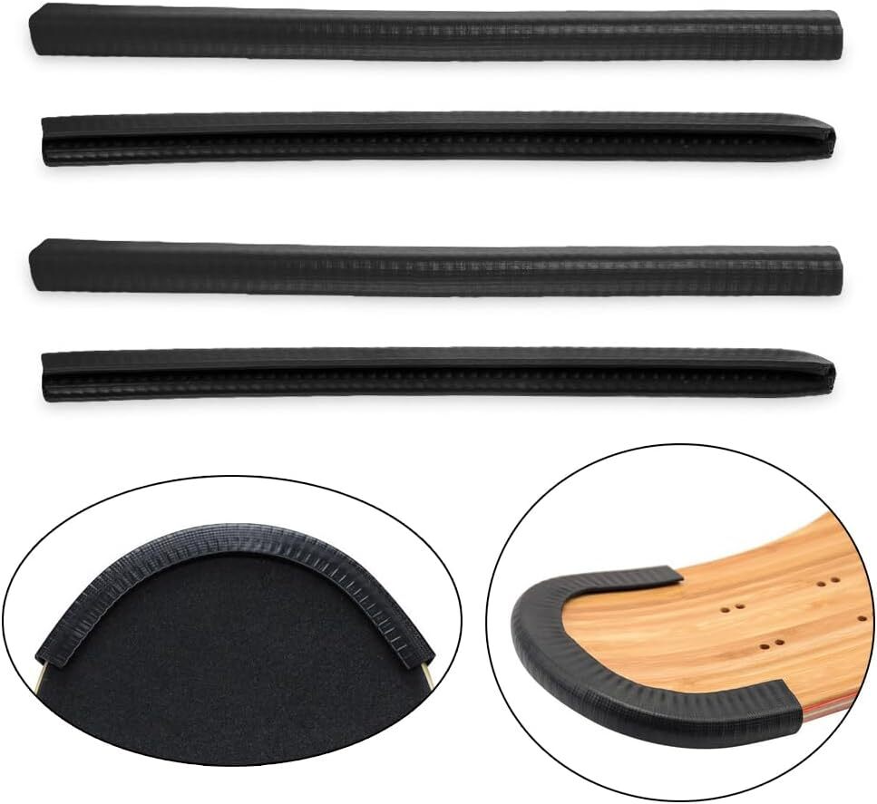4 Pack 35CM Skateboard Deck Guards Protector Sleeve Strip Skate 35CM, Black 