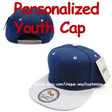 Personalized Kids Youth Snapback Snap Back Cap Hat  NAVY/GRAY  