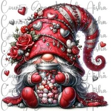 Sublimation Print Transfer Red Gnome Ready to Press Paper Ink Heat Transfer