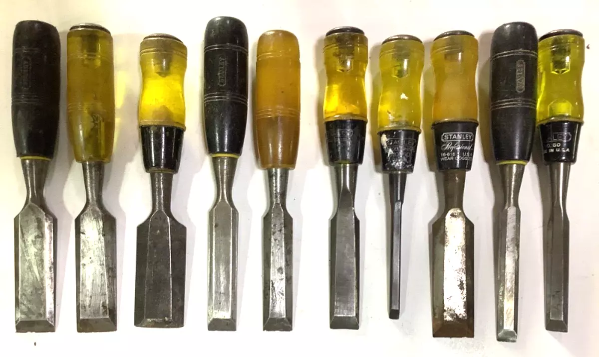 p 10 vintage woodworking chisels mostly Stanley eBay