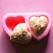 Heart Shape DIY 3D Rose Cake Mold Silicone Soap Candle Mould Sugar Craft Fondant