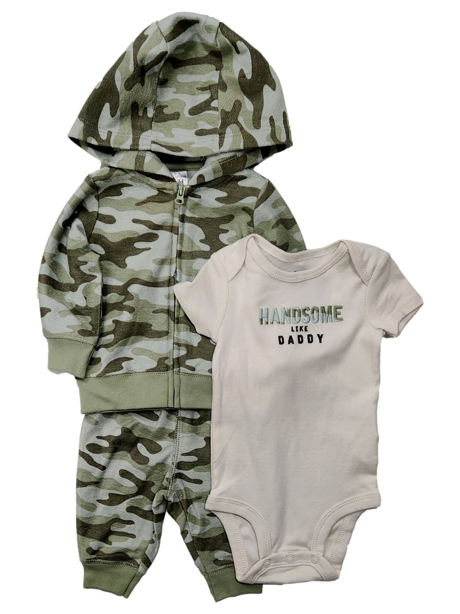 Carters Infant Boys 3pc Zip Up Camo Jacket Bodysuit Pants Set