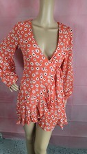  GIANNI B.  Faux Wrap Mini Dress Color Orange Size Small