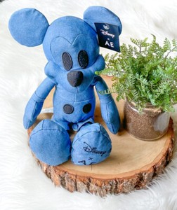 Disney X AE Mickey Mouse American Eagle Special Edition Plush Doll Blue Denim | eBay