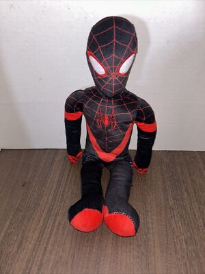 Marvel Spiderman Miles Morales Plush Jay Franco Stuffed 15'' Black Red Doll EUC!