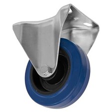 Image of Sealey Heavy-Duty Blue Elastic Rubber Fixed Castor Wheel Ø100mm - SCW3100FPEM