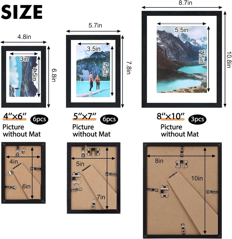 Picture Frames Set, 15 Pack Black Picture Frames Collage Wall Decor for Assorted - Image 2 of 2
