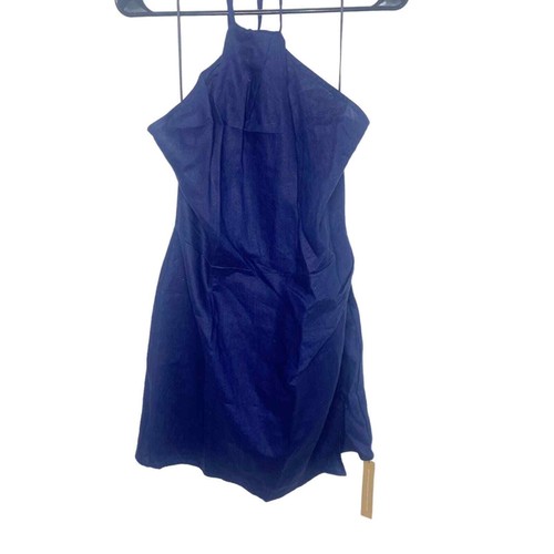 Reformation Dory Dress navy blue linen size 12 NWT M - Picture 5 of 7