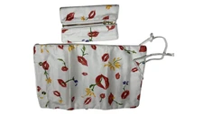 D. Porthault Travel Jewelry Roll in Red Lips Print w/3 Zippered Compartments