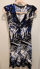Evan Picone Dress Black Blue and White Size Small