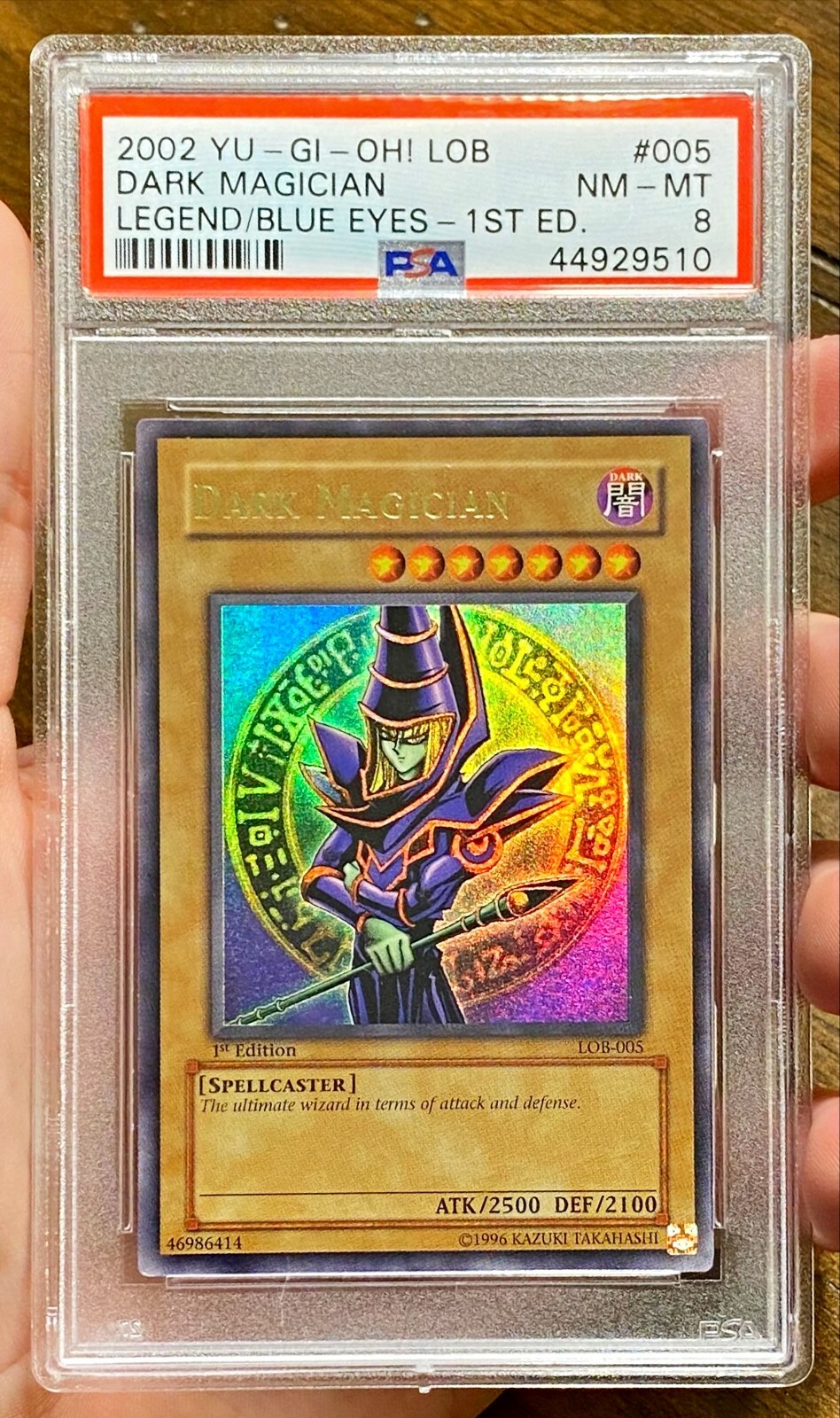 2002 Yugioh DARK MAGICIAN 1st Edition LOB005 English Ultra Rare PSA 8