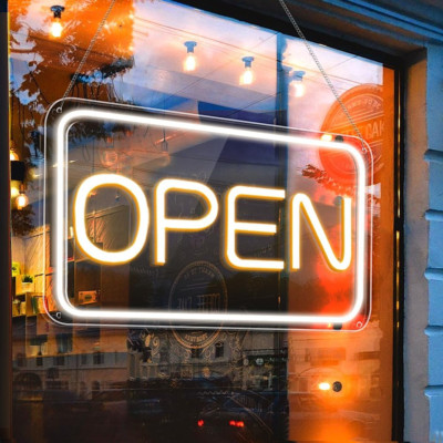 Bright LED Neon Open Sign for Business - 16''x9'' with ON/OFF Switch