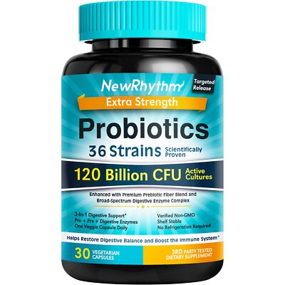 Probiotics 120 Billion CFU 36 Strains 3-in-1 Probiotics for Digestive Health ...