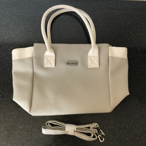 Ted Lapidus Ladies Hand Shoulder Clutch Bag Grey Beige *NEW* Handbag - Foto 1 di 10