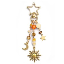 Sun and Moon Keychain Colorful Star Beads Gemstone Charm, Y2K Aesthetic Purse...