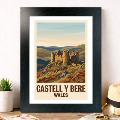 Castell y Bere, Wales Reise Poster Giclée Kunstdruck 269-1
