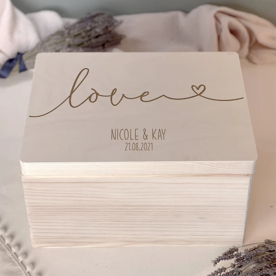 Personalisierte Erinnerungsbox Hochzeit "Love" Liebe Erinnerungskiste Geschenk - Bild 3 von 4