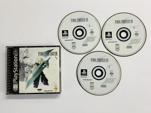 Final Fantasy VII (Sony PlayStation 1) Black Label, 3-Disc Set, No Manual (ACC)