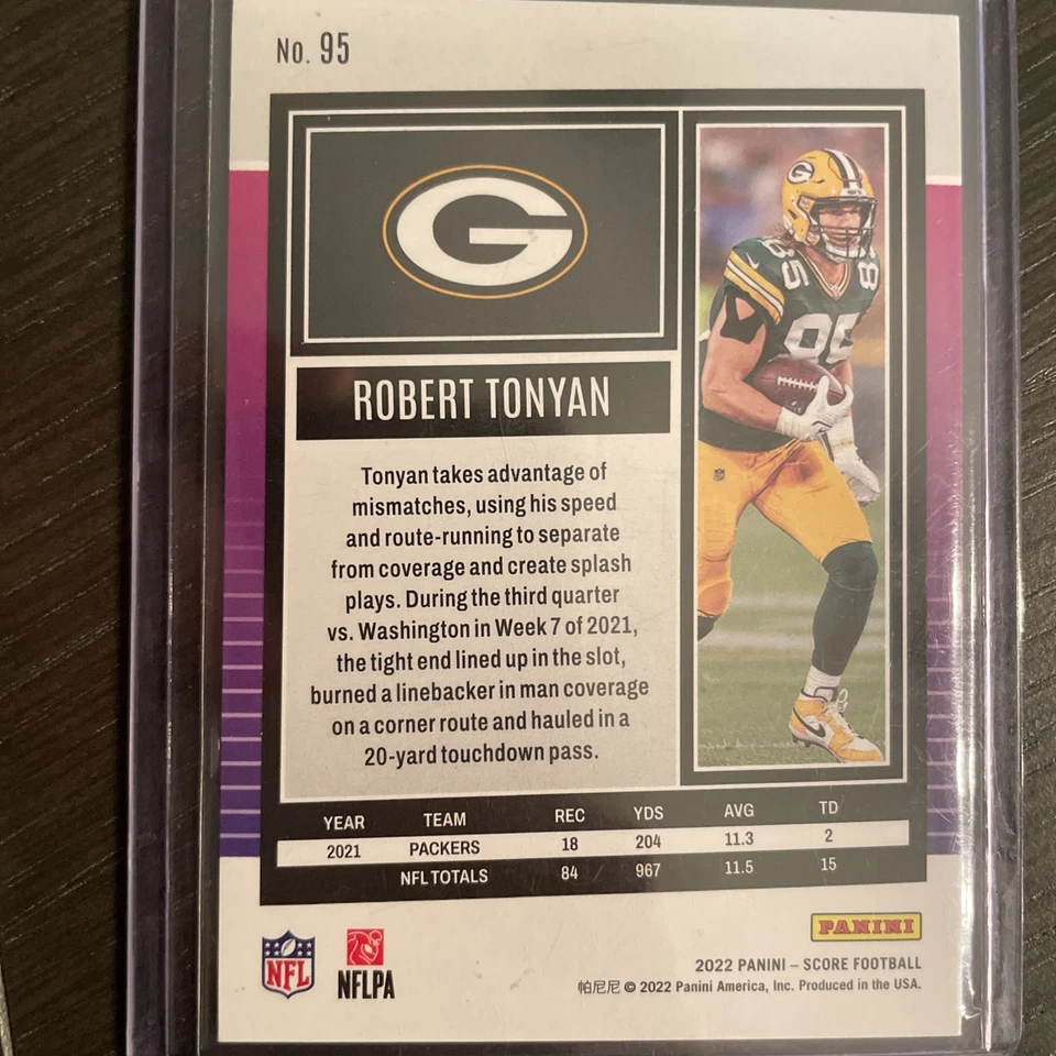 2022 Score - Robert Tonyan #95 Green Wave /99 - Image 2 of 2