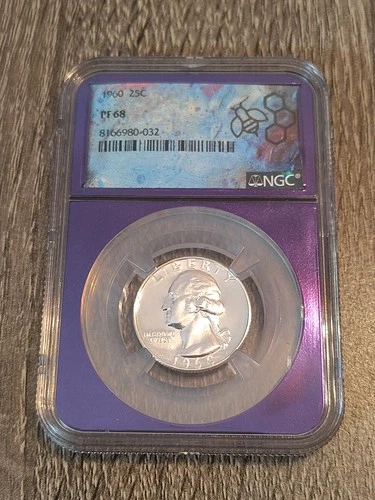 1960 90% Washington Silver Quarter PF 68 Traderbea Purple Core HIGH GRADE PF68