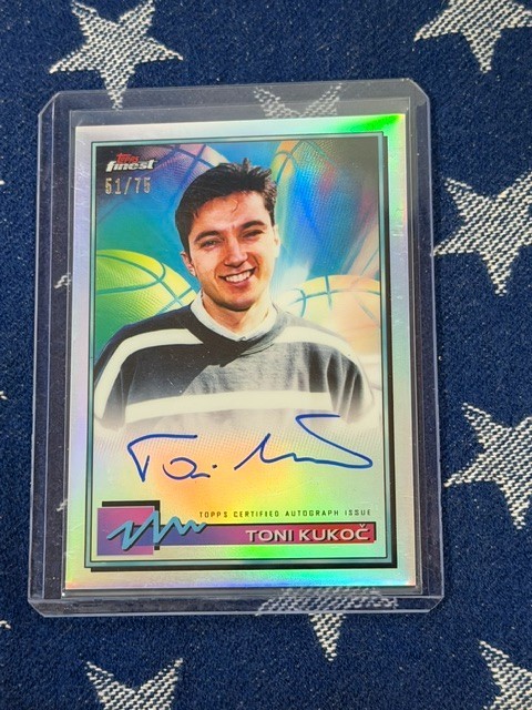 2021 Topps Finest Basketball TONI KUKOC Refractor Autograph 51/75 Auto Bulls