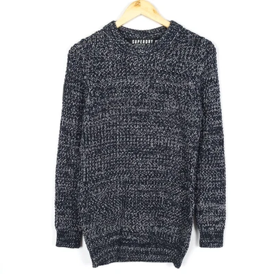 Pull femme SUPERDRY taille S gris coton mélangé pull tricot col rond - Photo 1/4
