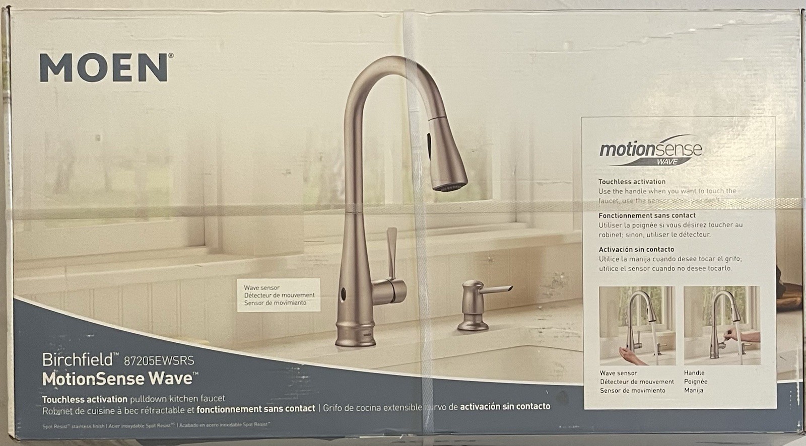 New! Birchfield MotionSense 87205EWSRS Hands-Free Pulldown K
