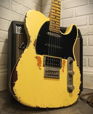 Relic Fender Telecaster  Electric Guitar Worn Yellow by Nate's Relic Guitars