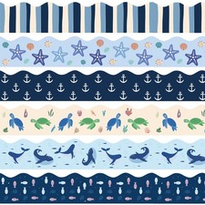 75Ft Ocean Bulletin Board Borders Summer Sea Themed Scalloped Trim Turtle Wha...