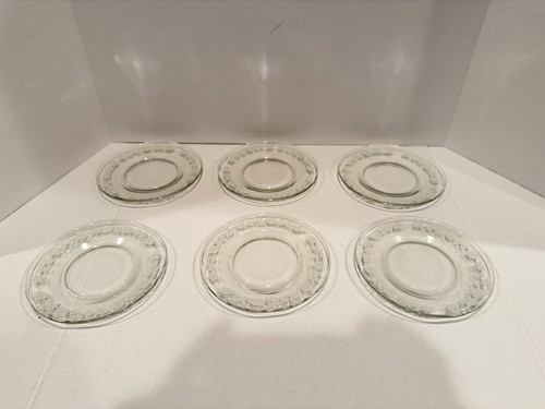 Six VTG Pyrex Dessert Plates Gooseberry Anchor Hocking