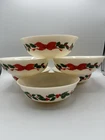 VTG Milk Glass Christmas Cereal Soup Bowl 6” Holly Berry Arcopal France Lot Of 6