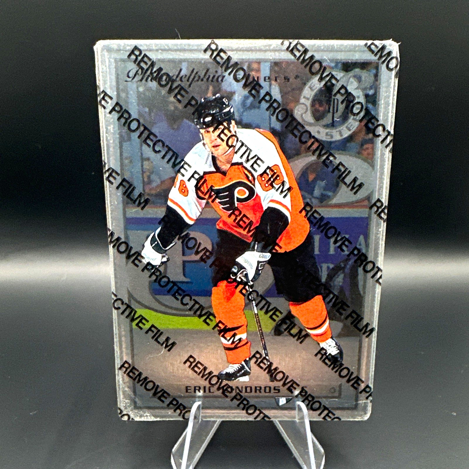 1996 Donruss Steel Stats Eric Lindros 18 of 63 Philadelphia Flyers (Metal Card)