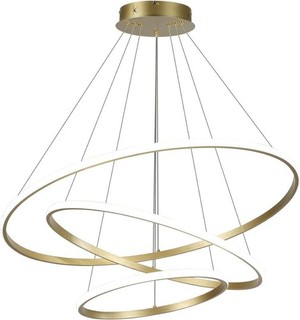 Led Pendant Light Chandelier Fixture 3 Ring Acrylic Hanging Gold Remote Decor