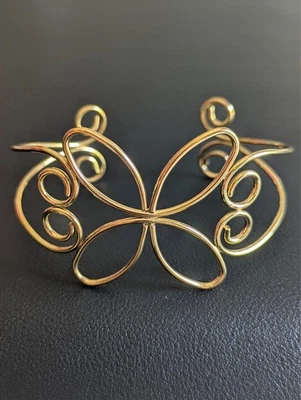 Bracelet Jonc Manchette Doré Papillon Ajustable / Gold Butterfly Cuff Bangle - Photo 1/3