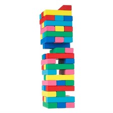 Classic Wooden Block Game for Toddlers Kids Stacking Colorful Blocks Travel Bag