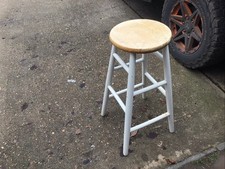 Rubber Wood High Wooden Stool-brown/white
