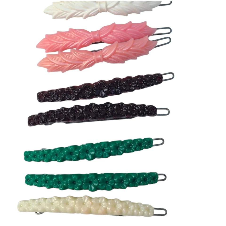 LOTE VINTAGE AÑOS 50 1960 PLÁSTICO CON PASADORES METÁLICOS AZUL ROSA NEGRO BLANCO VERDE Foto 4 de 4