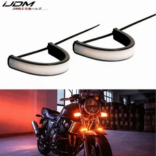 iJDM Amber LED Wrap-Around Turn Signal Light Strips for Motorcycle Fork